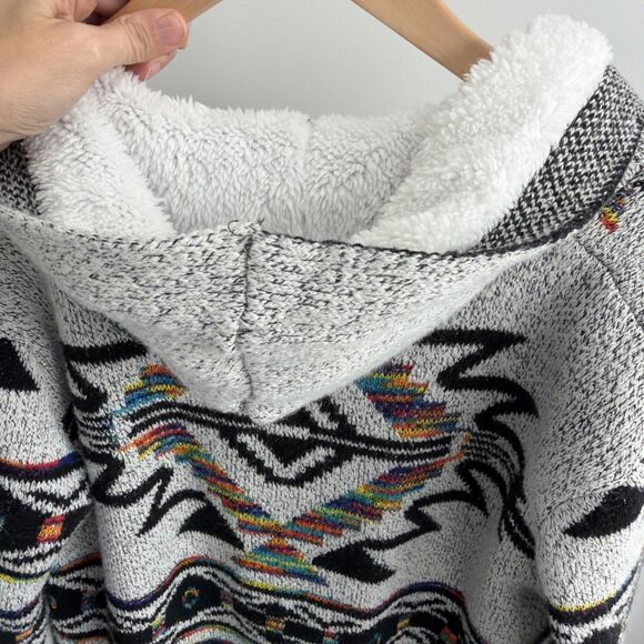 Northern Angel Women  Southwest Sherpa Lined Long Cardigan Sweater Hood Size L - Picture 6 of 8